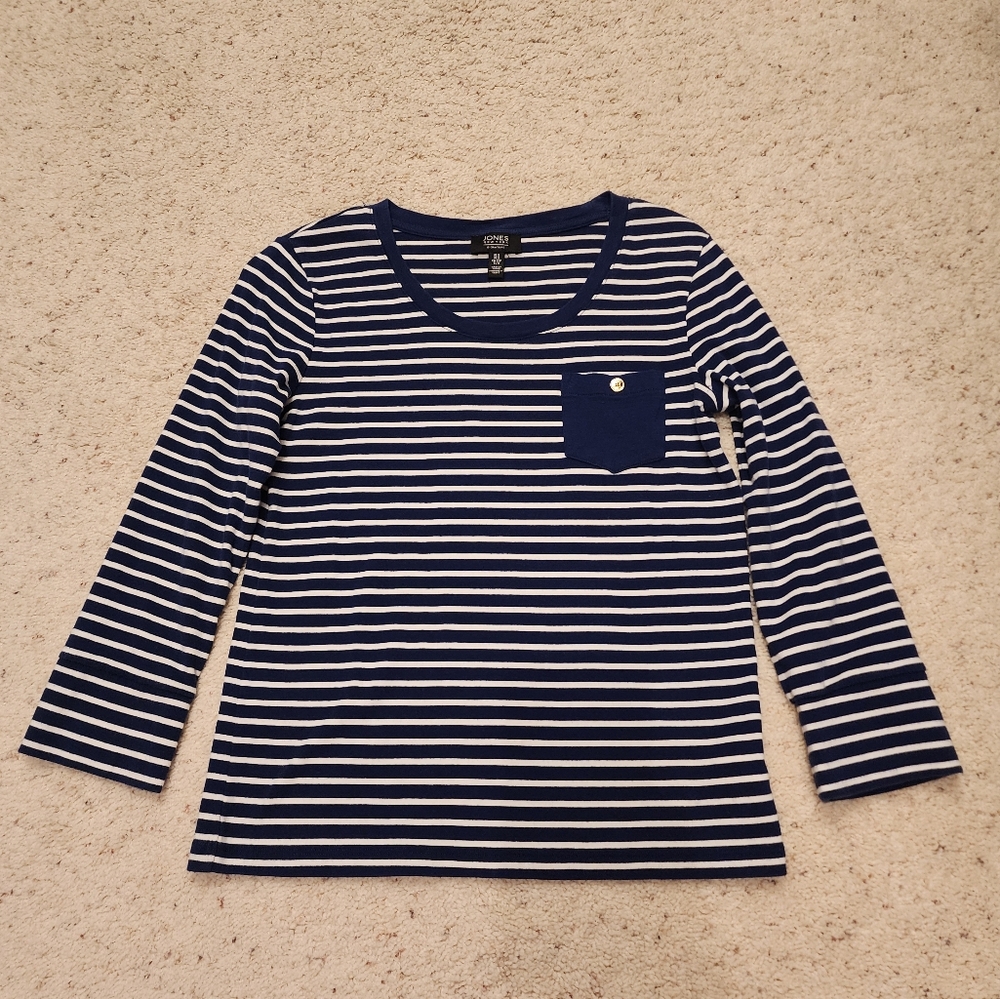Striped Navy and White Long Sleeve Top